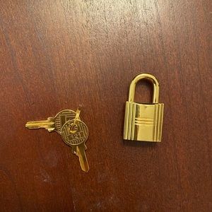 Hermes Paris Gold Hardware lock and key set for Birkin or Kelly